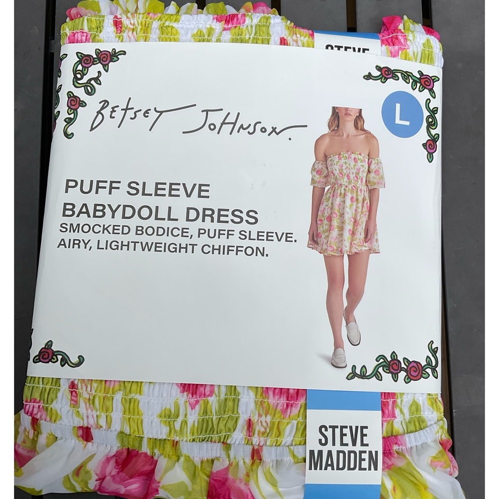 NWT BETSEY JOHNSON puff sleeve dress size L-12-14